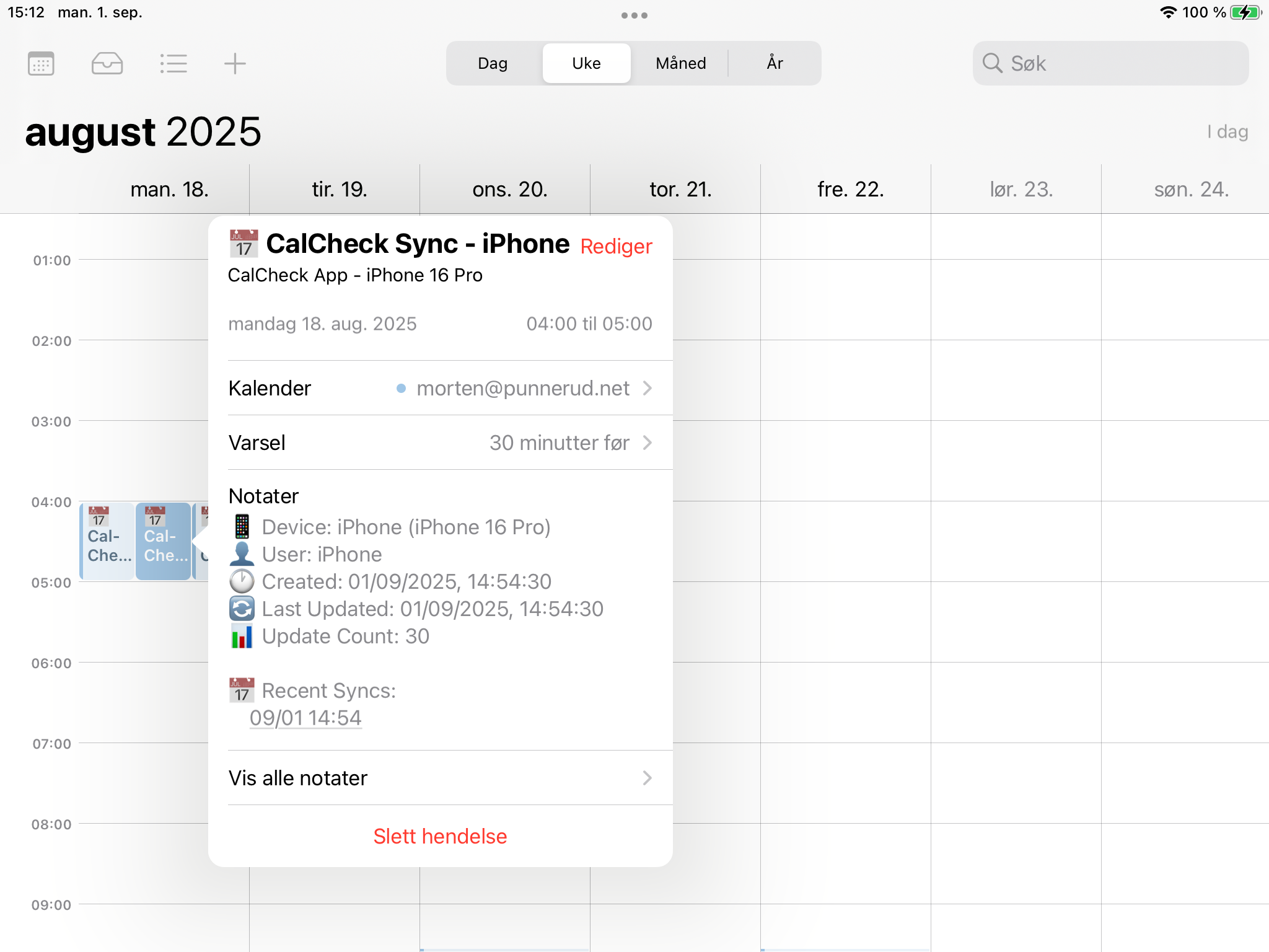 CalCheck iPad Screenshot